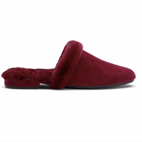 Birdies Shoes Birdies The Songbird Suede Faux Fur Lined Slides